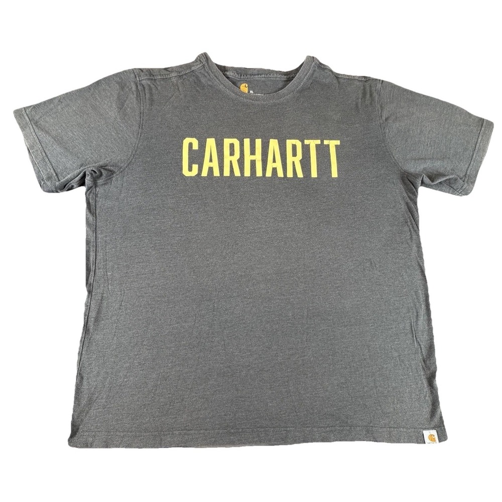 Carhartt Shirt Mens XL Gray Logo Graphic Relaxed Fit Workwear Tee Short Sleeve